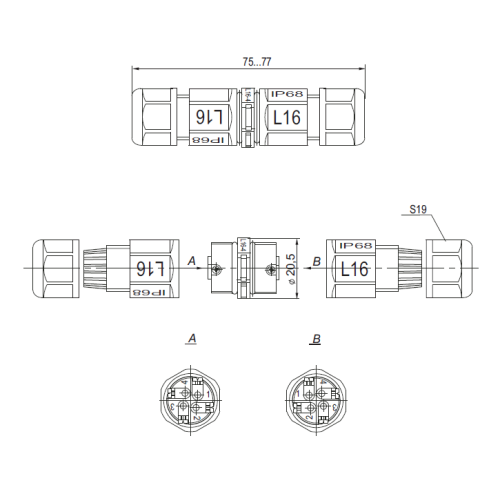 CP 6,5R-4 Соединитель кабельный (4х жильный)
