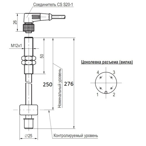Магниточувствительный датчик уровня ТЕКО DUG2-25-1-S4