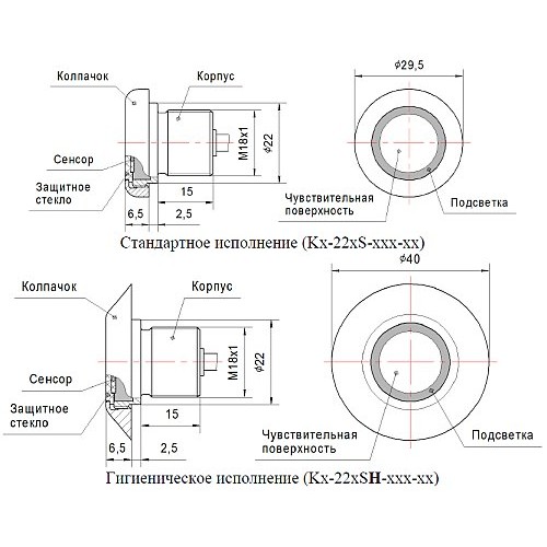 Кнопка сенсорная KS-22ESH-1NB-GR